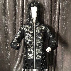 Lace lace up zip up Victorian goth hoodie